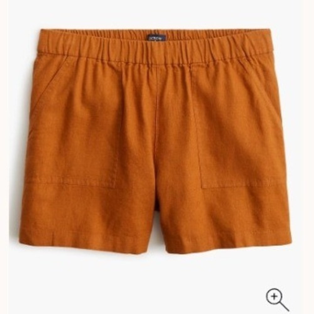 J. Crew Factory Womens Size Small Linen-Blend Pull-On Short Rust Brown High Rise